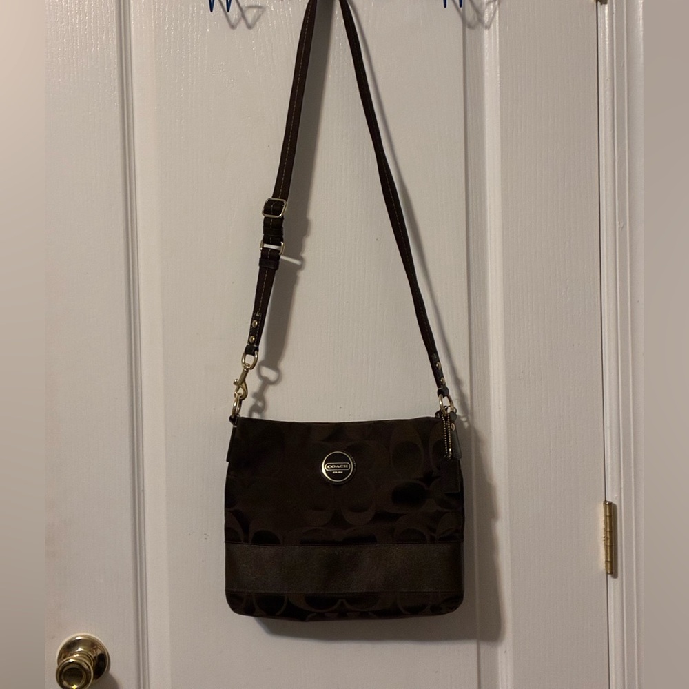 Coach Signature Chocolate Brown Crossbody Bag - Picture 3 of 7
